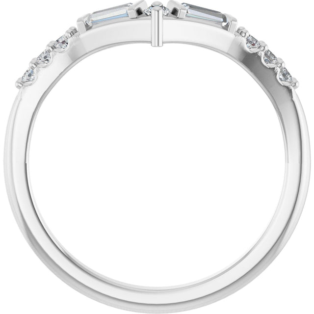 Platinum Tapered Baguette Lab-Grown Diamond Contour Band - view 2