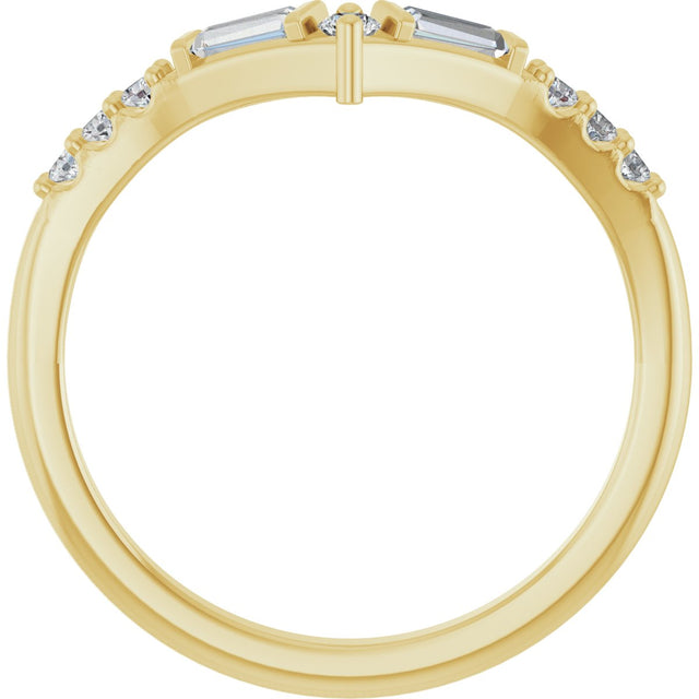 14K Gold Tapered Baguette Lab-Grown Diamond Contour Band - Yellow Gold - view 2