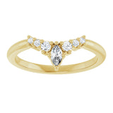 14K Gold Marquise Natural Diamond Accented Contour Band – 4x2mm - Yellow Gold - view 3