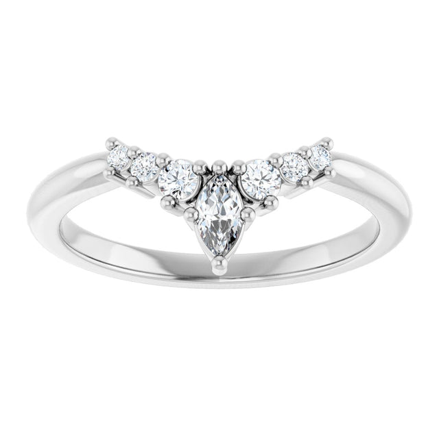 Platinum Marquise Natural Diamond Accented Contour Band – 4x2mm - view 3