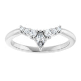 14K Gold Marquise Natural Diamond Accented Contour Band – 4x2mm - White Gold - view 3