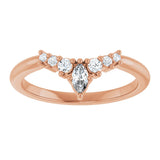 14K Gold Marquise Lab-Grown Diamond Accented Contour Band – 4x2mm - Rose Gold - view 3