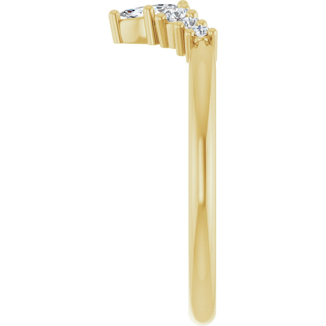 14K Gold Marquise Lab-Grown Diamond Accented Contour Band – 4x2mm - Yellow Gold - view 4