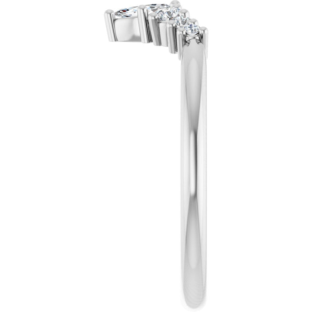 Platinum Marquise Lab-Grown Diamond Accented Contour Band – 4x2mm - view 4