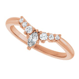 14K Gold Marquise Lab-Grown Diamond Accented Contour Band – 4x2mm - Rose Gold - view 5