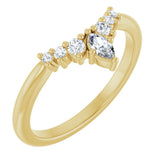 14K Gold Marquise Lab-Grown Diamond Accented Contour Band – 4x2mm - Yellow Gold