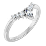 14K Gold Marquise Lab-Grown Diamond Accented Contour Band – 4x2mm - White Gold