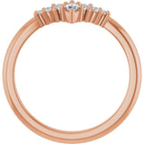14K Gold Marquise Lab-Grown Diamond Accented Contour Band – 4x2mm - Rose Gold - view 2