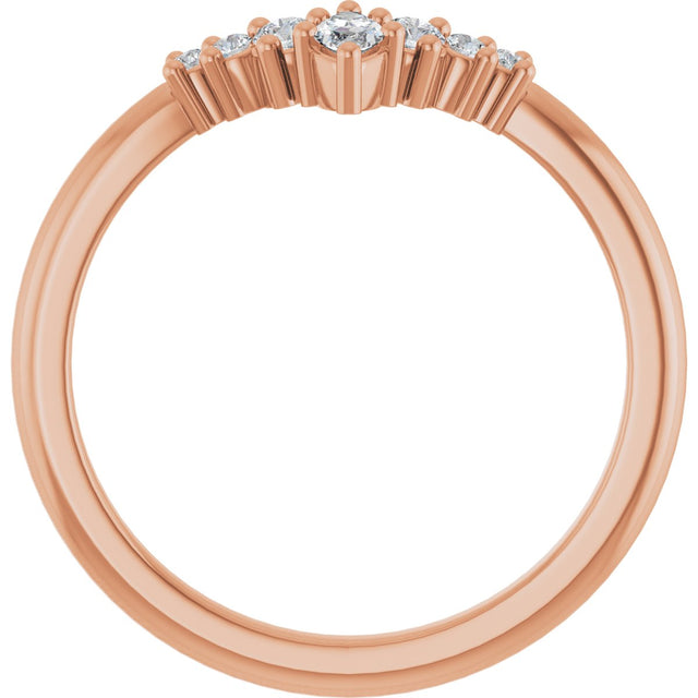14K Gold Marquise Lab-Grown Diamond Accented Contour Band – 4x2mm - Rose Gold - view 2