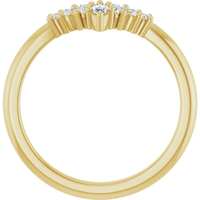 14K Gold Marquise Lab-Grown Diamond Accented Contour Band – 4x2mm - Yellow Gold - view 2