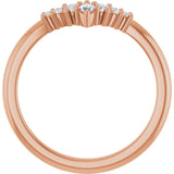 14K Gold Marquise Natural Diamond Accented Contour Band – 4x2mm - Rose Gold - view 2
