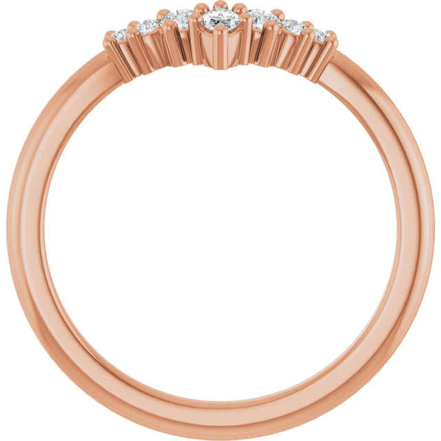 14K Gold Marquise Natural Diamond Accented Contour Band – 4x2mm - Rose Gold - view 2