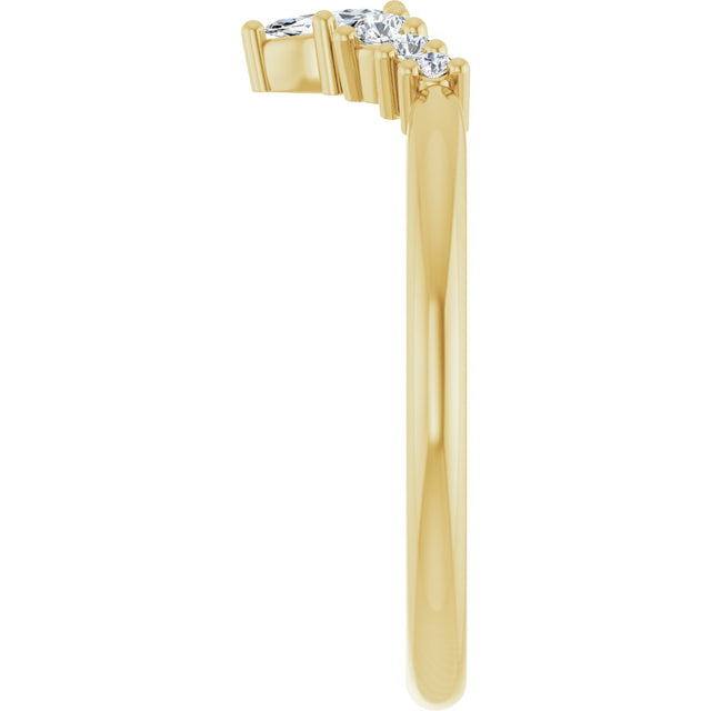 14K Gold Marquise Natural Diamond Accented Contour Band – 4x2mm - Yellow Gold - view 4