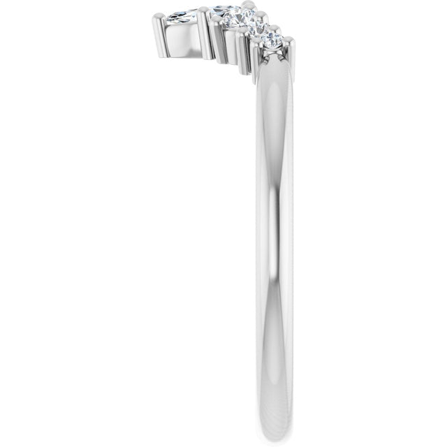 Platinum Marquise Natural Diamond Accented Contour Band – 4x2mm - view 4