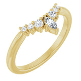 14K Gold Marquise Lab-Grown Diamond Accented Contour Band – 4x2mm - Yellow Gold
