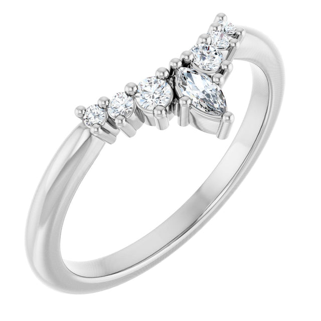 Platinum Marquise Natural Diamond Accented Contour Band – 4x2mm