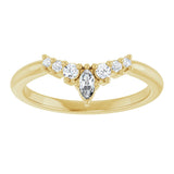 14K Gold Marquise Lab-Grown Diamond Accented Contour Band – 4x2mm - Yellow Gold - view 3