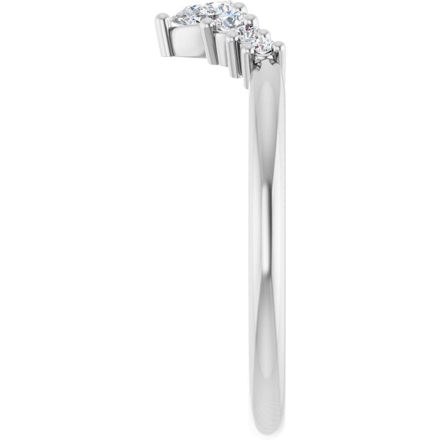 Platinum Marquise Natural Diamond Accented Contour Band – 4x2mm - view 4