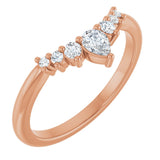 14K Gold Marquise Lab-Grown Diamond Accented Contour Band – 4x2mm - Rose Gold