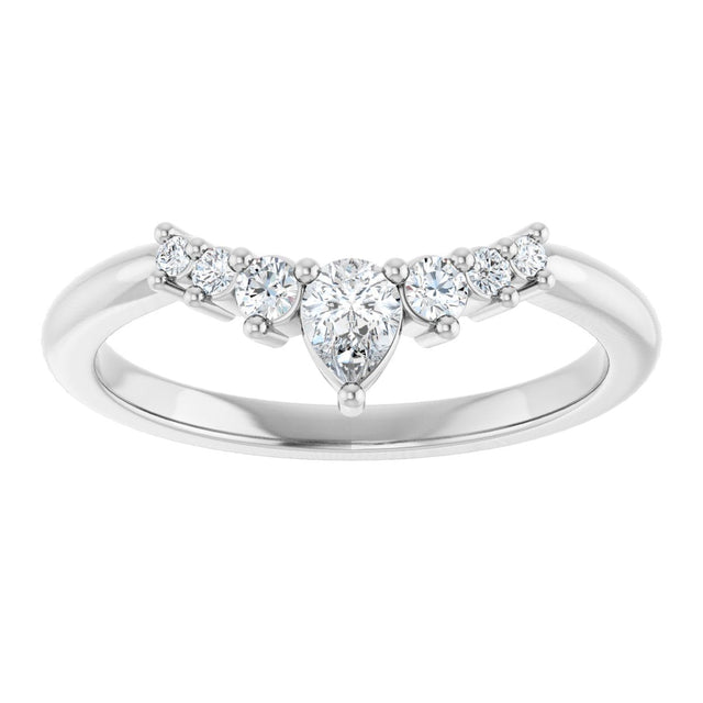 Platinum Marquise Lab-Grown Diamond Accented Contour Band – 4x2mm - view 3