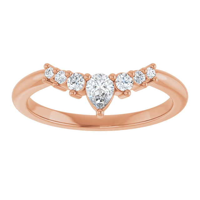 14K Gold Marquise Lab-Grown Diamond Accented Contour Band – 4x2mm - Rose Gold - view 3
