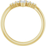 14K Gold Marquise Lab-Grown Diamond Accented Contour Band – 4x2mm - Yellow Gold - view 2