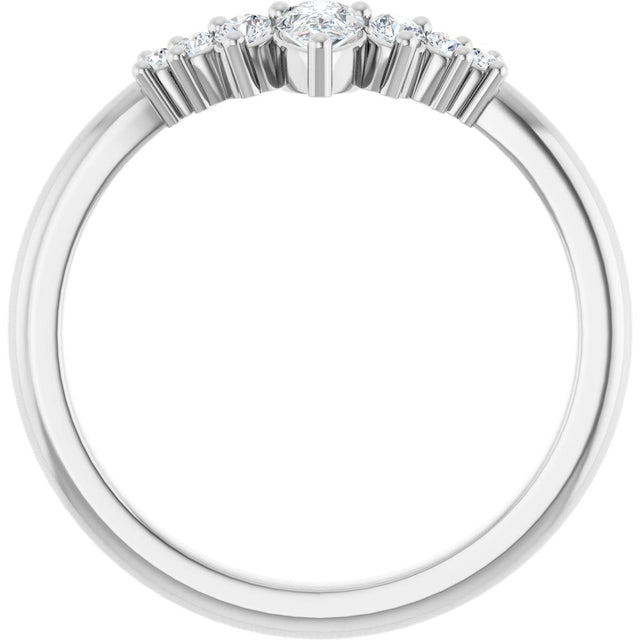 Platinum Marquise Lab-Grown Diamond Accented Contour Band – 4x2mm - view 2