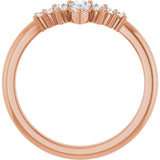 14K Gold Marquise Lab-Grown Diamond Accented Contour Band – 4x2mm - Rose Gold - view 2