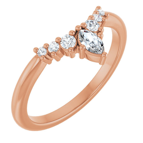 14K Gold Marquise Lab-Grown Diamond Accented Contour Band – 4x2mm - Rose Gold