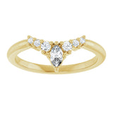 14K Gold Marquise Natural Diamond Accented Contour Band – 4x2mm - Yellow Gold - view 3