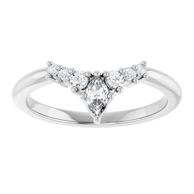 Platinum Marquise Lab-Grown Diamond Accented Contour Band – 4x2mm - view 3