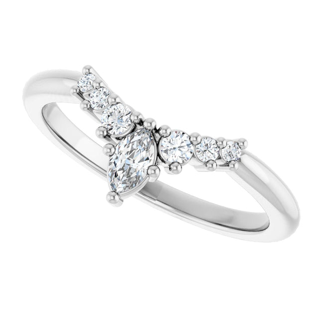 Platinum Marquise Lab-Grown Diamond Accented Contour Band – 4x2mm - view 5