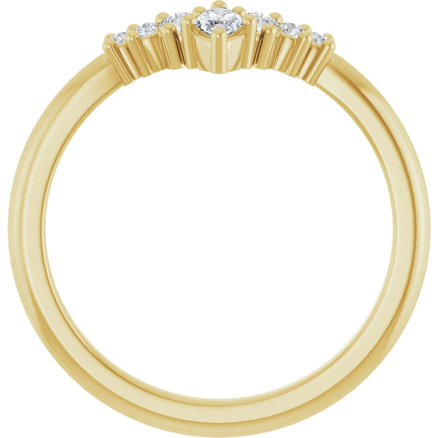 14K Gold Marquise Lab-Grown Diamond Accented Contour Band – 4x2mm - Yellow Gold - view 2