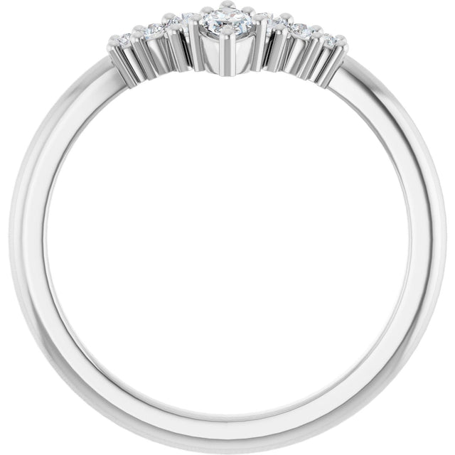 14K Gold Marquise Lab-Grown Diamond Accented Contour Band – 4x2mm - White Gold - view 2
