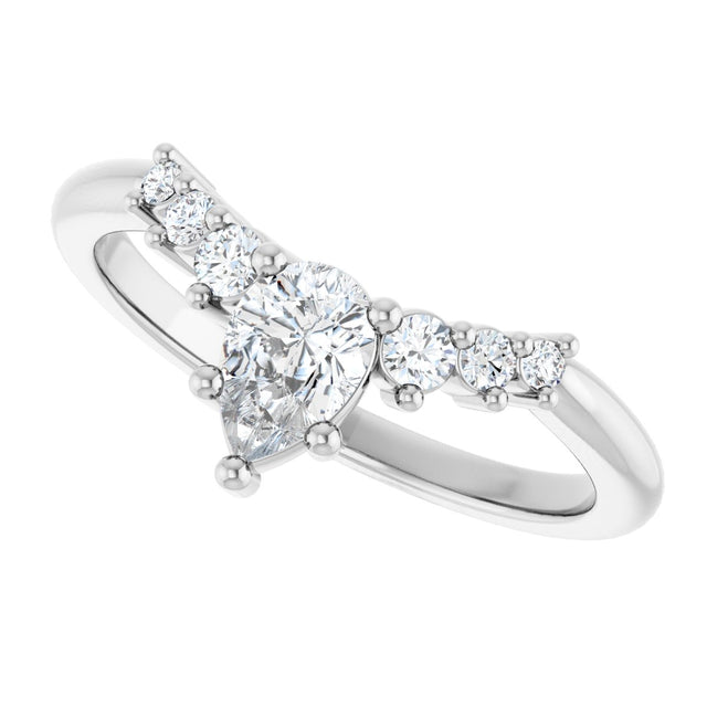 Platinum Marquise Lab-Grown Diamond Accented Contour Band – 4x2mm - view 5