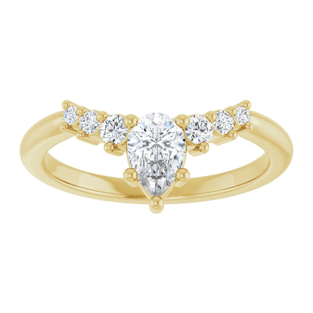 14K Gold Marquise Lab-Grown Diamond Accented Contour Band – 4x2mm - Yellow Gold - view 3