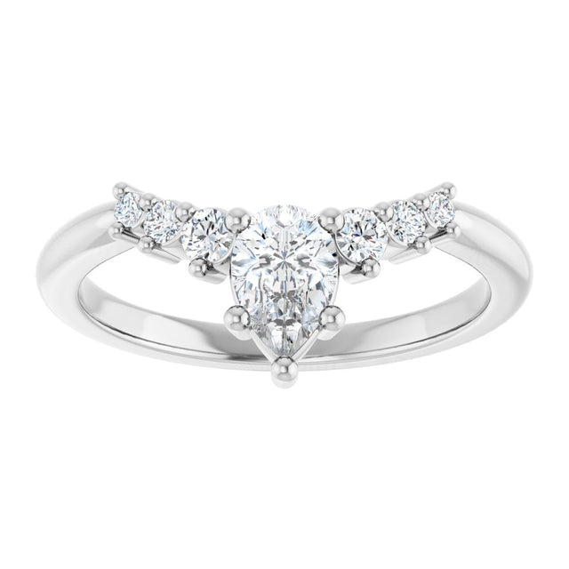 14K Gold Marquise Lab-Grown Diamond Accented Contour Band – 4x2mm - White Gold - view 3