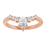 14K Gold Marquise Natural Diamond Accented Contour Band – 4x2mm - Rose Gold - view 3