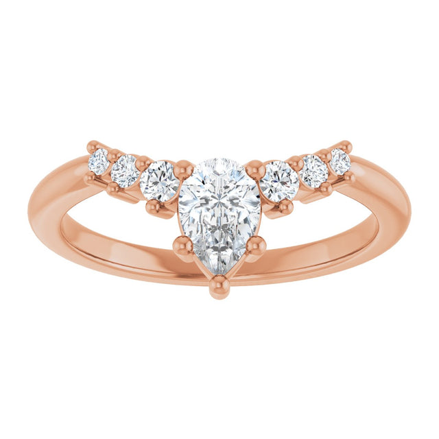 14K Gold Marquise Natural Diamond Accented Contour Band – 4x2mm - Rose Gold - view 3