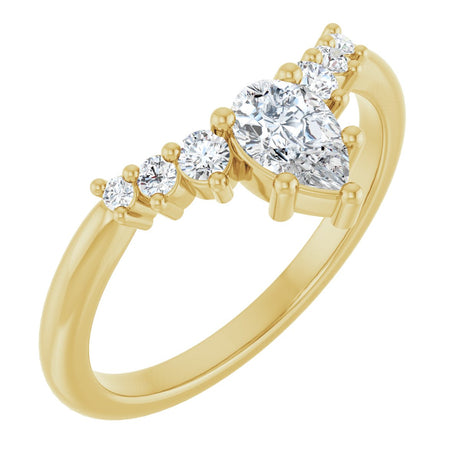 14K Gold Marquise Lab-Grown Diamond Accented Contour Band – 4x2mm - Yellow Gold