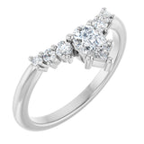 14K Gold Marquise Lab-Grown Diamond Accented Contour Band – 4x2mm - White Gold