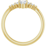 14K Gold Marquise Lab-Grown Diamond Accented Contour Band – 4x2mm - Yellow Gold - view 2
