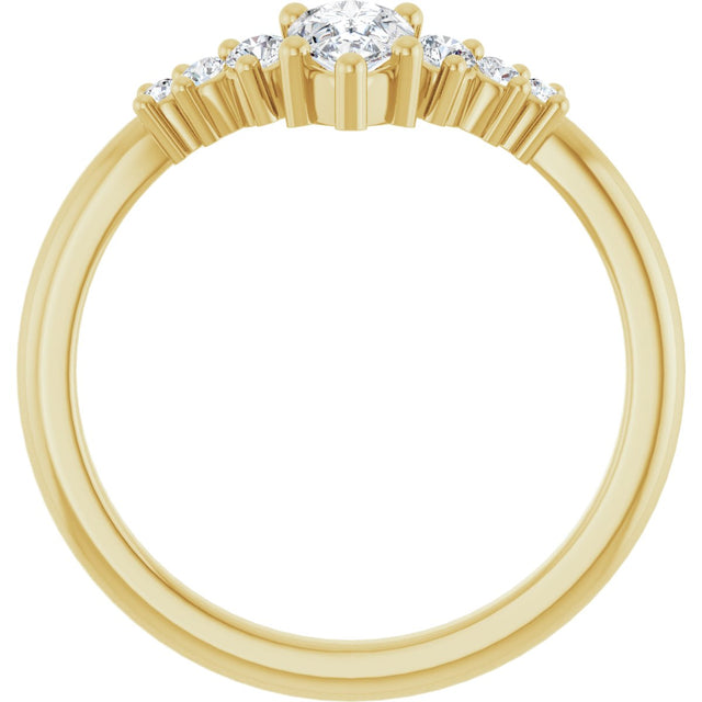 14K Gold Marquise Lab-Grown Diamond Accented Contour Band – 4x2mm - Yellow Gold - view 2