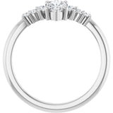 Platinum Marquise Lab-Grown Diamond Accented Contour Band – 4x2mm - view 2
