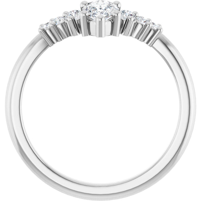 Platinum Marquise Lab-Grown Diamond Accented Contour Band – 4x2mm - view 2
