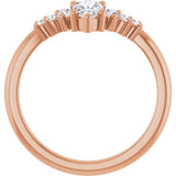 14K Gold Marquise Natural Diamond Accented Contour Band – 4x2mm - Rose Gold - view 2