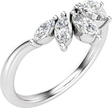 14K Gold Marquise Lab-Grown Diamond Contour Band – 4.7x3mm - White Gold