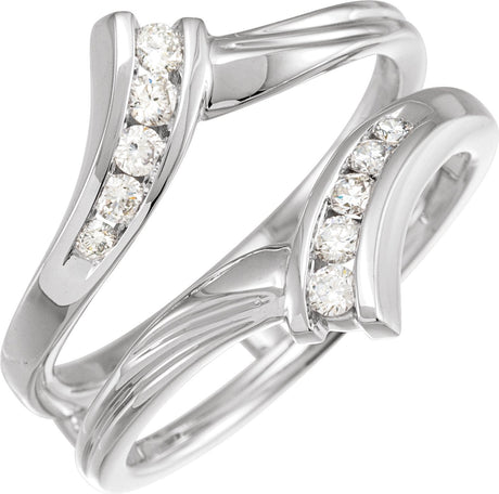 14K Gold Round Natural Diamond Ring Guard – 1/4 CTW - White Gold