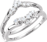 14K Gold Round Lab-Grown Diamond Ring Guard – 1.7mm Stones - White Gold