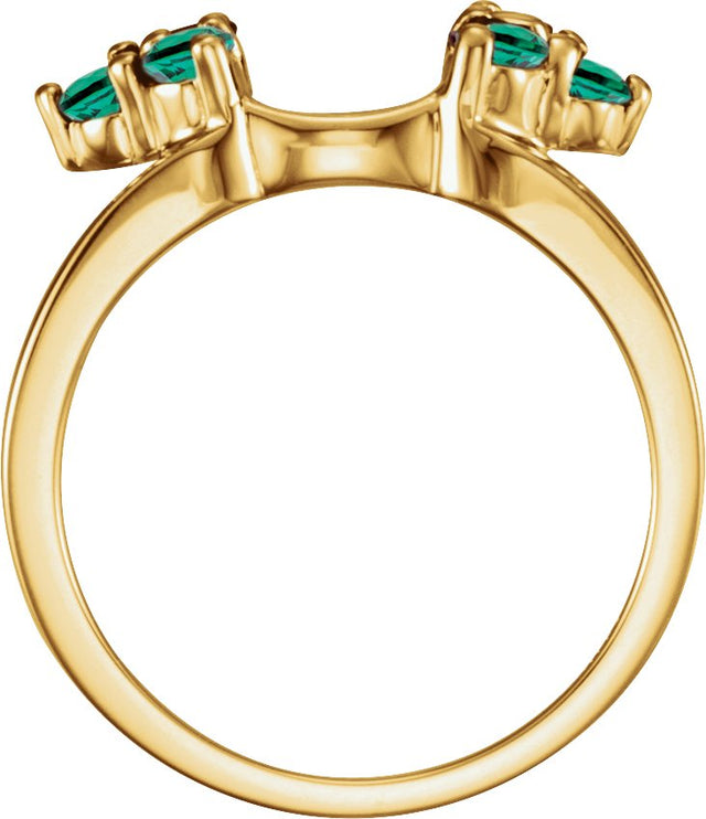 14K Gold Round Natural Emerald Wrap-Style Ring Enhancer - view 2